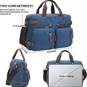 Convertible Laptop Backpack 17.3 Inch Messenger Bag Unisex